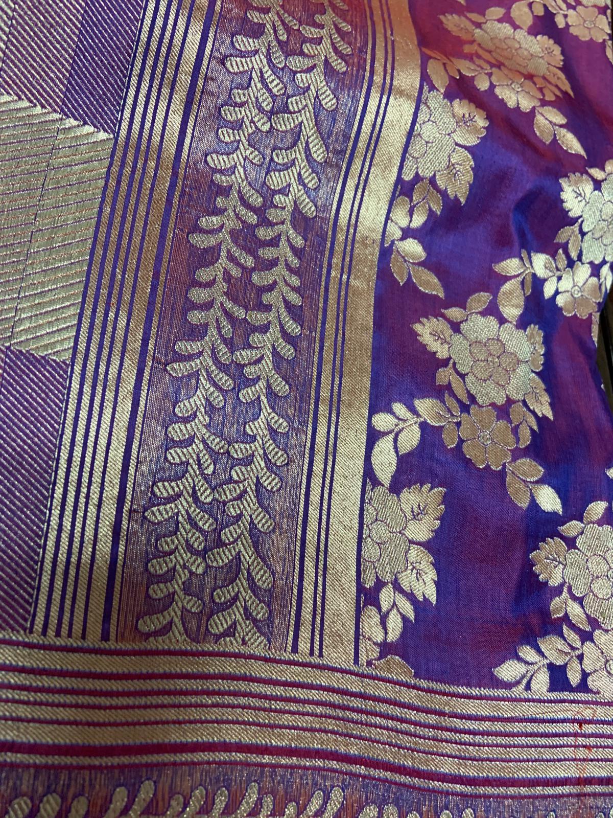Dual tone Purple color Jangla Katan Banarasi