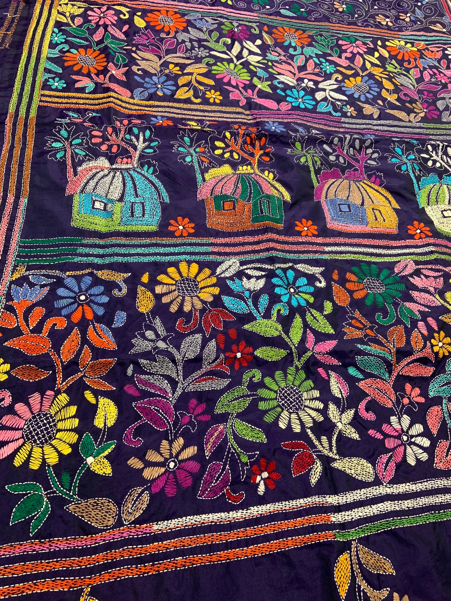 Kantha Stitch Saree