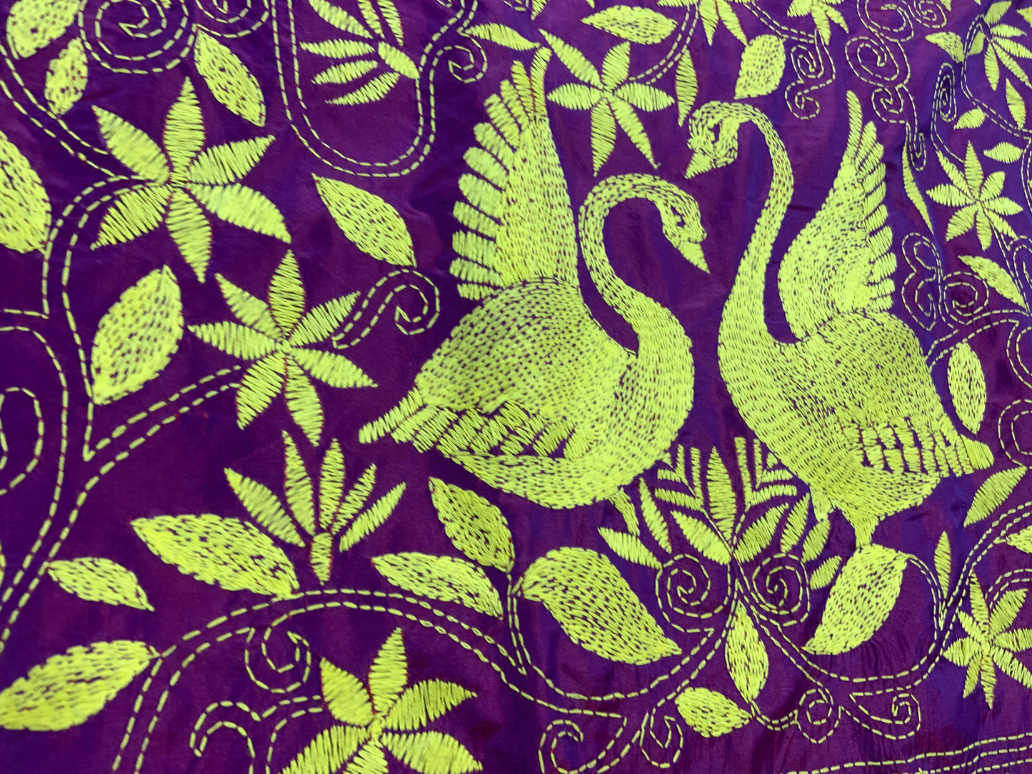 Purple Kantha Stitch Saree
