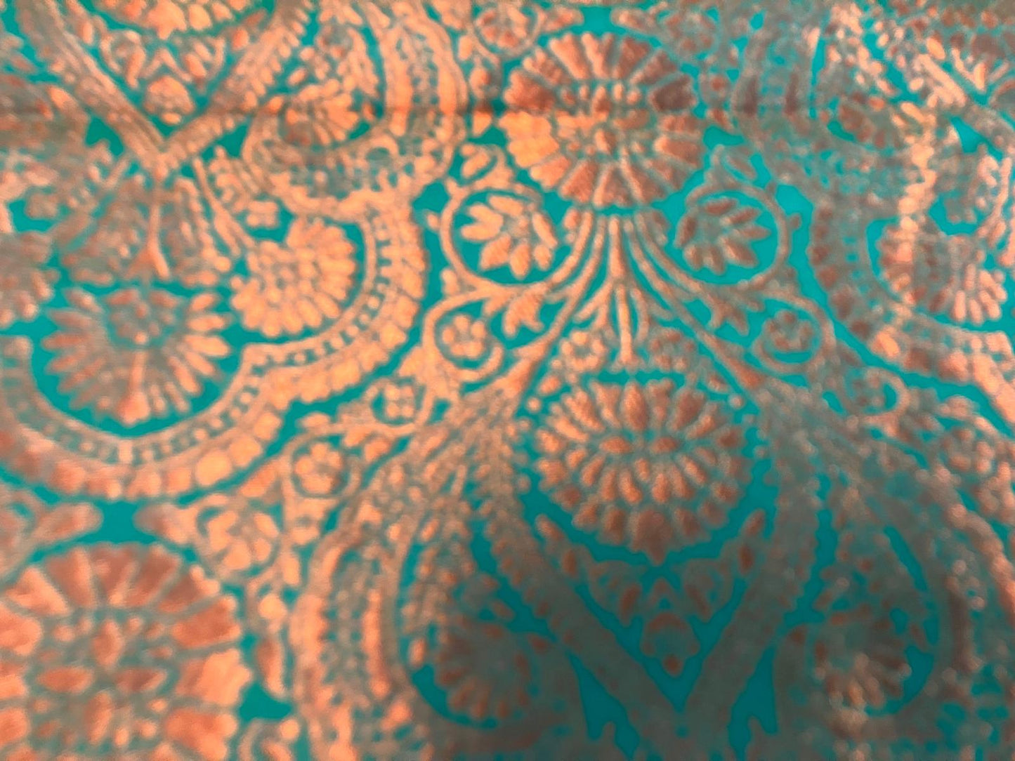 Hand Woven Saree Turquoise Blue with Golden Zari