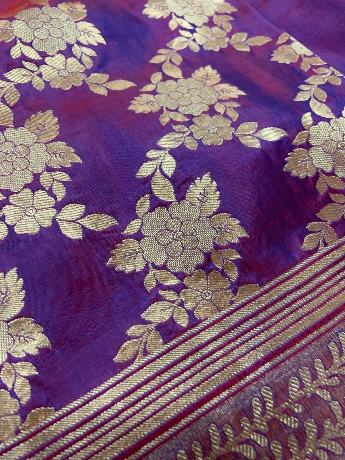 Dual tone Purple color Jangla Katan Banarasi
