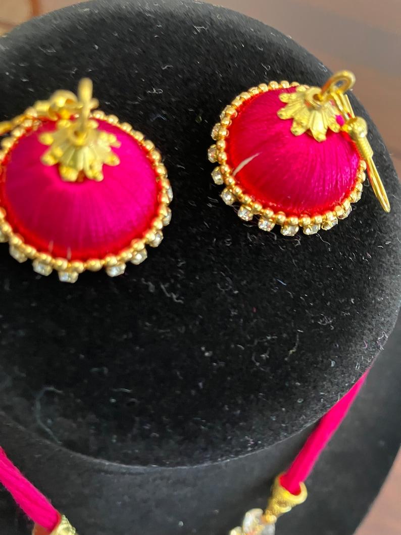Elegant Pink Threads Jewelry Set
