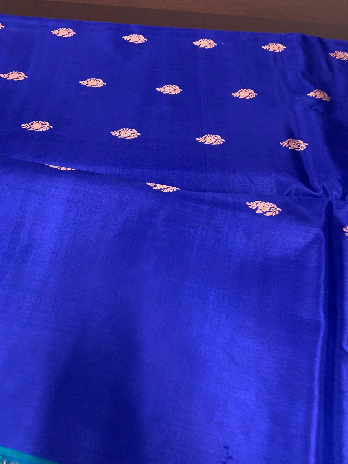 Katan Banarasi Caribbean Green and Duke Blue