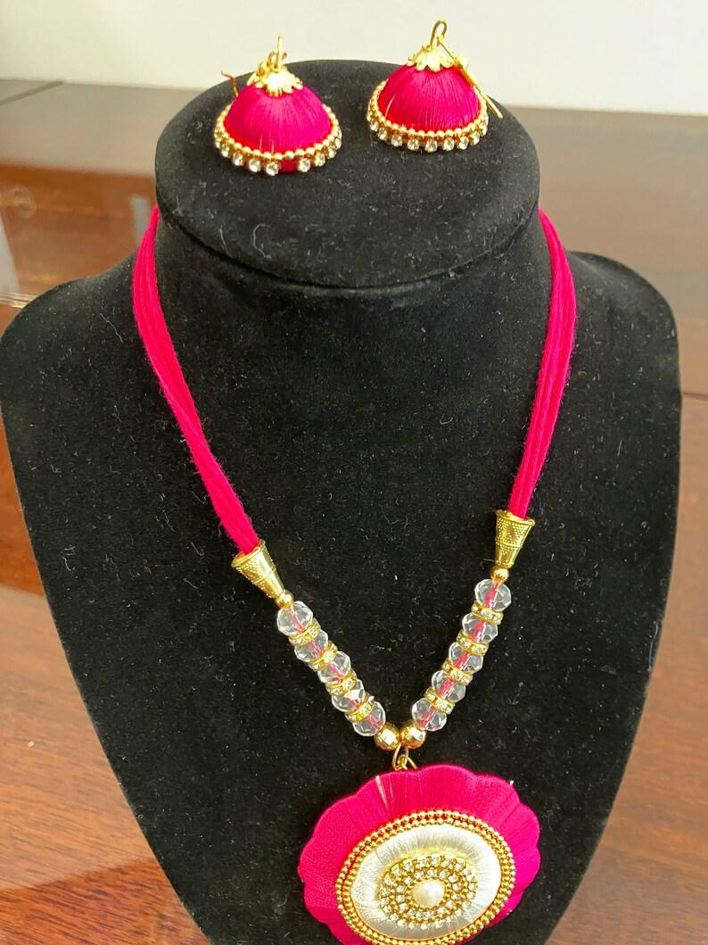 Elegant Pink Threads Jewelry Set