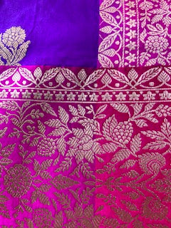 Pure Katan Banarasi Saree Purple Color Silk Mark Certified