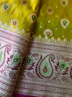 Exclusive Katan Banarasi Saree Yellow Color