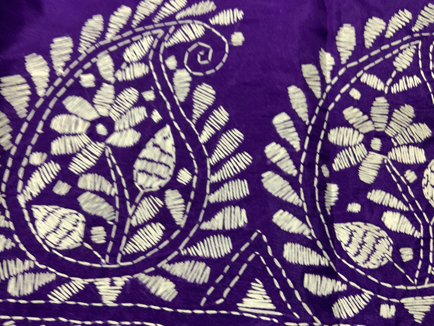 Purple Kantha Stitch Saree