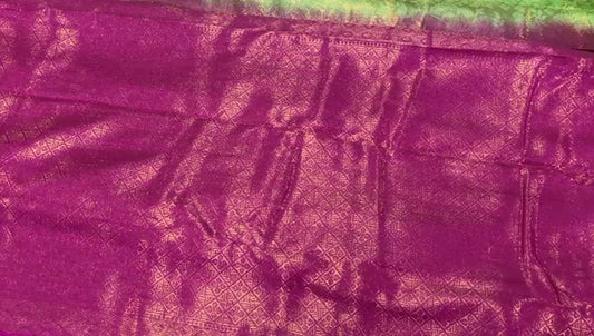 Hand Woven Saree Parrot & Green & Rose Pink